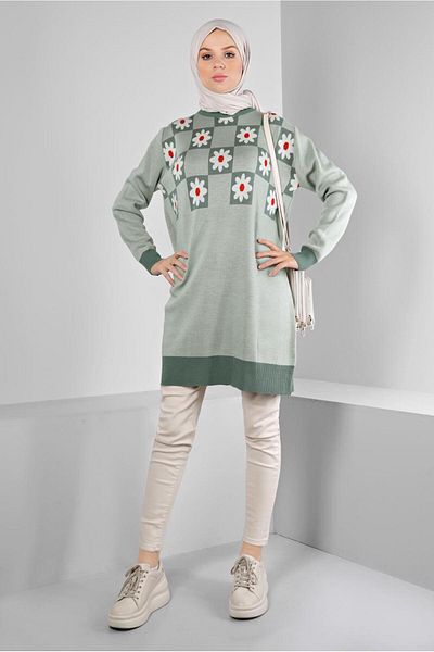 TRENDTESETTÜR ΓΥΝΑΙΚΕΙΟ ΠΡΑΣΙΝΟ (K.ÇAĞLA) ΠΛΕΚΤΟ ΜΟΝΤΡΟ TUNIC T 43178