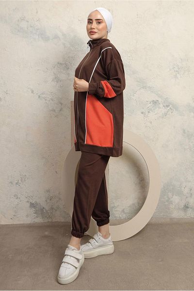 TRENDTESETTÜR ΓΥΝΑΙΚΕΙΟ ΣΕΤ ΚΑΦΕ COLOR BLOCK ΠΑΝΤΕΛΟΝΙ T 0043