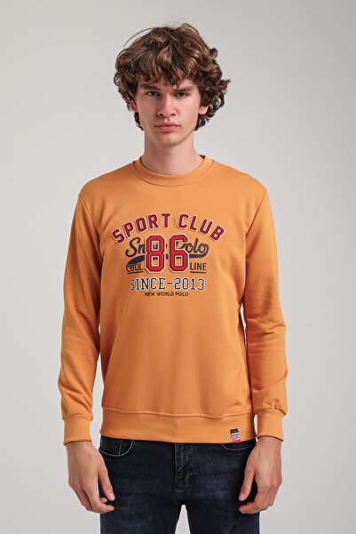 NEW WORLD POLO Crew Neck Mustard Slim Fit Sweatshirt 23Fwm60159