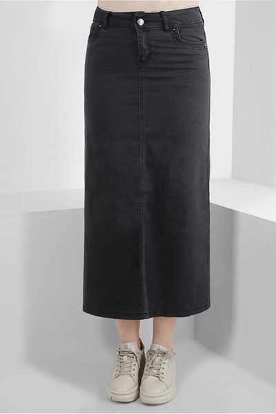 TRENDTESETTÜR Γυναικεία τζιν φούστα ANTRESIT Grey Pocket - T 8012
