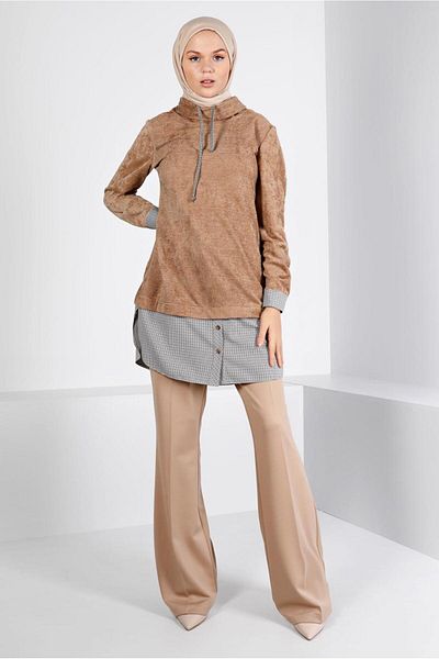 TRENDTESETTÜR TUNICĂ DE CATIFEA MARO (CAMEL) PENTRU FEMEI T 43438