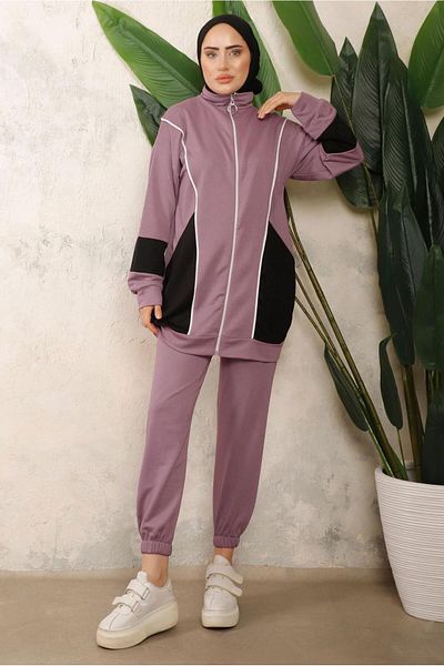 TRENDTESETTÜR WOMEN'S PURPLE (LILA) COLOR BLOCKED PANT SUIT T 0043