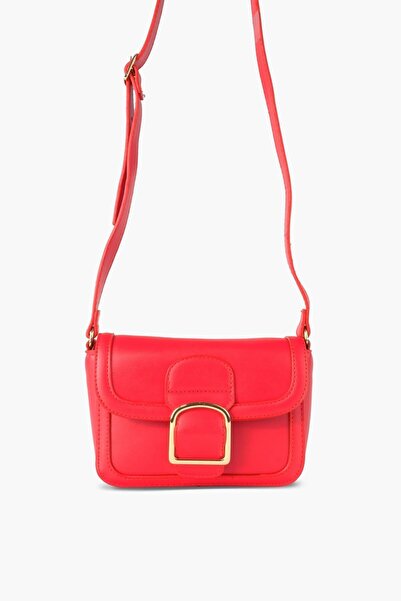 WATCHOFROYAL Γυναικεία τσάντα με κόκκινη χρυσή πόρπη και λουράκι χιαστί laide