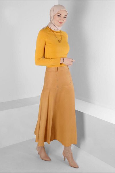 TRENDTESETTÜR FEMEI PORTOCALIE (MANGO) FUSTA DETALATĂ DE BUTON T 60353
