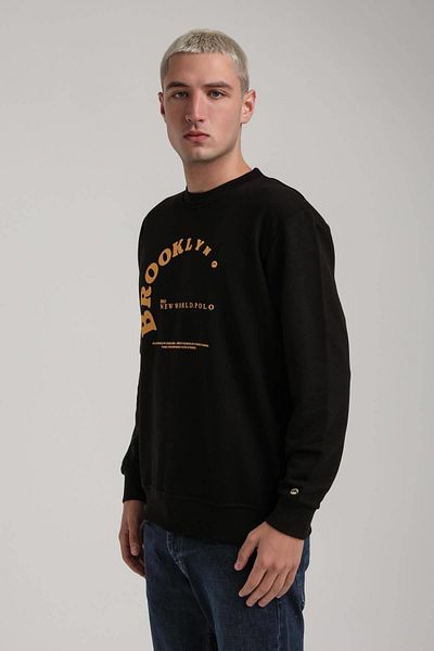 NEW WORLD POLO Crew Neck Black Slim Fit Sweatshirt 24Fwm60172
