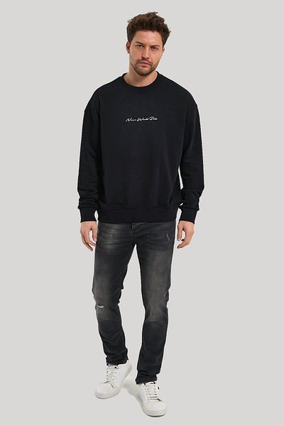 NEW WORLD POLO Crew Neck Black Slim Fit Sweatshirt 23Fwm60168