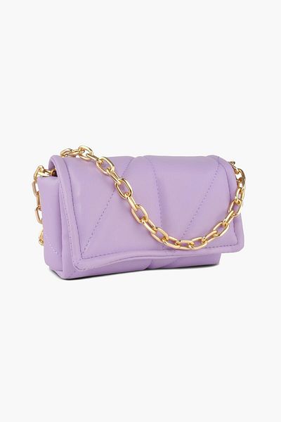 WATCHOFROYAL Quilted Women's Lilac Leather Crossbody Shoulder and Hand Bag Celia