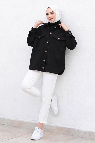 TRENDTESETTÜR WOMEN'S BLACK COTTON SHIRT T 9463