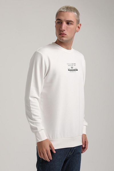 NEW WORLD POLO Crew Neck Ecru Slim Fit Sweatshirt 24Fwm60185