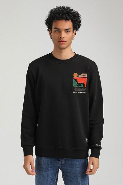 NEW WORLD POLO Crew Neck Black Slim Fit Sweatshirt 23FWM60151
