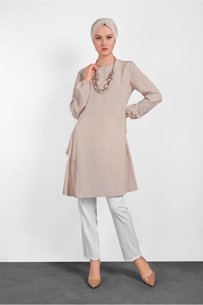 TRENDTESETTÜR WOMEN'S POWDER SLIP CUT TUNIC 4380