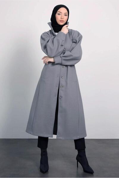 TRENDTESETTÜR Women's Gray Belted Coat - t 8595
