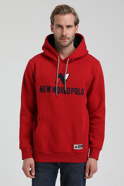 NEW WORLD POLO Hooded Red Slim Fit Hoodie 22fwm64032
