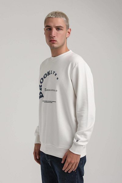 NEW WORLD POLO Crew Neck Ecru Slim Fit Sweatshirt 24Fwm60172
