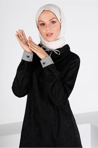 TRENDTESETTÜR WOMEN'S BLACK VELVET TUNIC T 43438