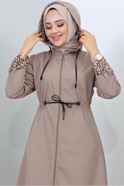 TRENDTESETTÜR KADIN BEJ (TAŞ) KAPÜŞONLU TRENÇKOT T 2021