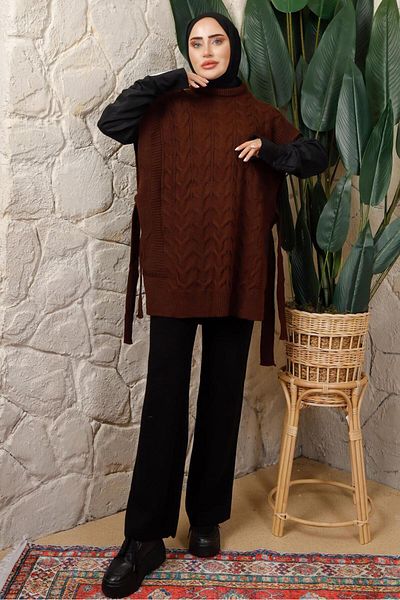 TRENDTESETTÜR PONCHO T 4508, MARO, FĂRĂ MÂNECI, DETALIE CU șireturi laterale