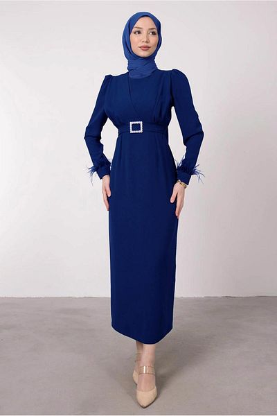TRENDTESETTÜR ΓΥΝΑΙΚΕΙΟ ΜΠΛΕ ΝΑΥΤΙΚΟ (SAKS) ΦΟΡΕΜΑ ΖΩΝΗΣ ΜΕ ΛΕΠΤΟΜΕΡΗ ΦΟΥΣΤΑ T 80047