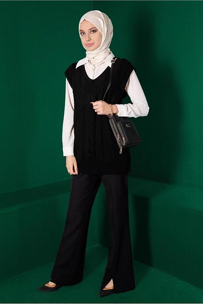 TRENDTESETTÜR WOMEN'S BLACK Knitwear SWEETER T 43122