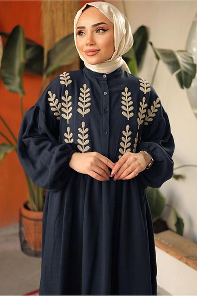 TRENDTESETTÜR قميص نسائي منقوش باللون الأزرق الداكن TUNIC T 6302