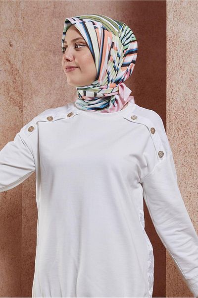 Alvina Φουλάρι ALVİNA 8425 Model - Μοτίβο με ραβδί
