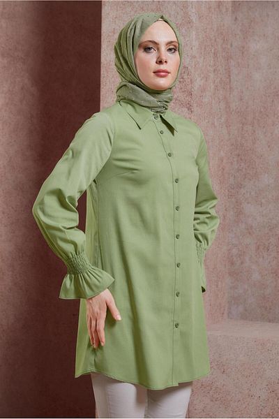 TRENDTESETTÜR WOMEN'S GREEN (GLOW) SHIRT TUNIC T 3447