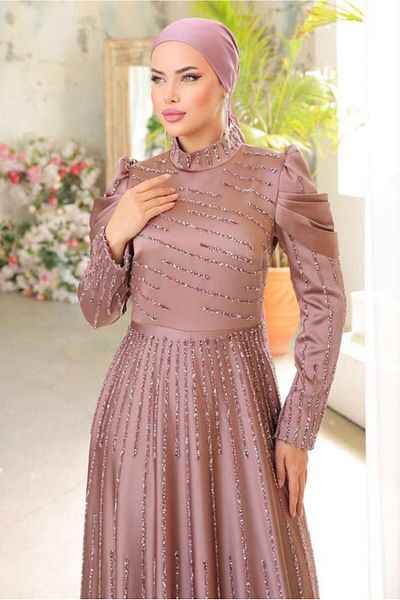 TRENDTESETTÜR ROCHIE DE SEARĂ DE SATIN DE PIATRĂ PURPLE (K.LILA) DE DAMA T 9854