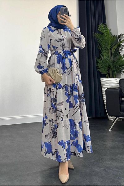 TRENDTESETTÜR ΓΥΝΑΙΚΕΙΟ ΣΚΟΥΡΟ ΜΠΛΕ (SAKS) ΦΟΡΕΜΑ ΜΕ ΣΧΕΔΙΟ ΖΩΝΗ T 3806