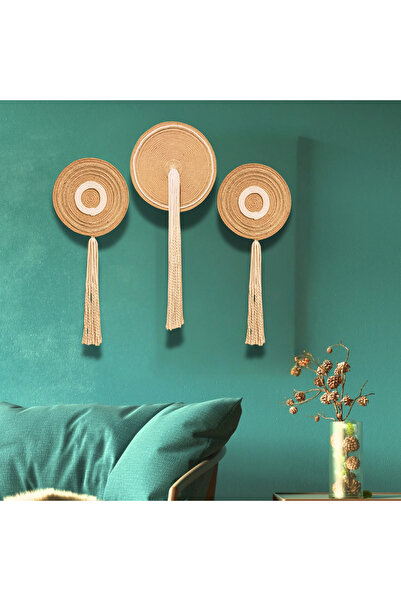 Joly El Yapımı Afrikan Tabak Etnik Hasır Tabak Seti Bohem Duvar Dekoru Afrika Tabak