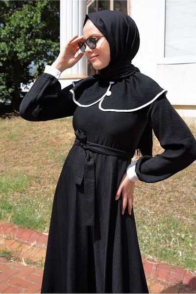 TRENDTESETTÜR Φόρεμα Hijab Black Belted - Γυναικείο T 8806
