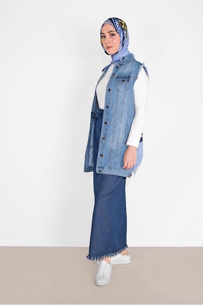 TRENDTESETTÜR Γυναικεία τζιν φούστα Navy Blue Tassel - 6232