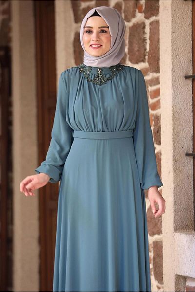 TRENDTESETTÜR ROCHIE DE SEARA PENTRU FEMEI VERDE (CRIBLE) CU CUREA T 1253