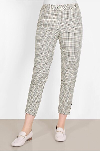 TRENDTESETTÜR Green Plaid Patterned Women's Trousers - T 70361
