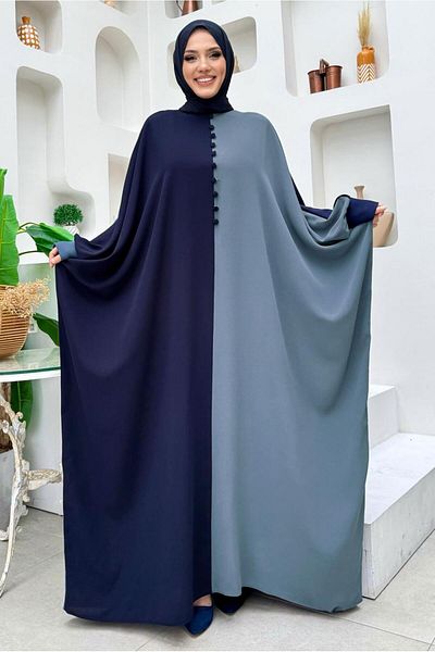 TRENDTESETTÜR Γυναικείο φόρεμα Navy Blue δίχρωμο T 1683
