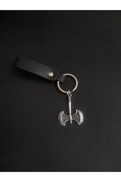 BSN Store Genuine Leather Keychain with Scandinavian Fashion Dagger Figure