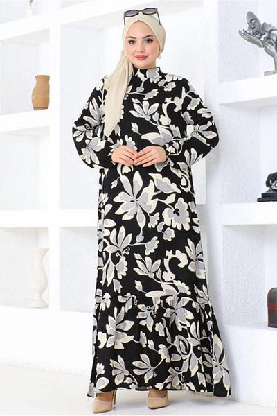 TRENDTESETTÜR Μαύρο φόρεμα Hijab Viscose - με σχέδιο, γυναικείο, T 3520