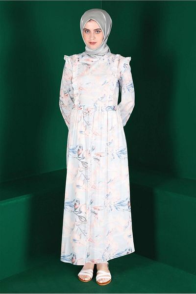 TRENDTESETTÜR Φόρεμα Hijab με μπλε σχέδιο - Γυναικείο T 42905
