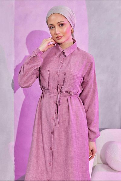 TRENDTESETTÜR LILA Purple Linen Set - With Trousers T 5304