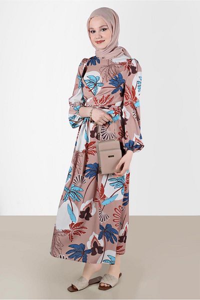 TRENDTESETTÜR Χρώμα καφέ Φόρεμα Hijab - Camel Pattern T 42630