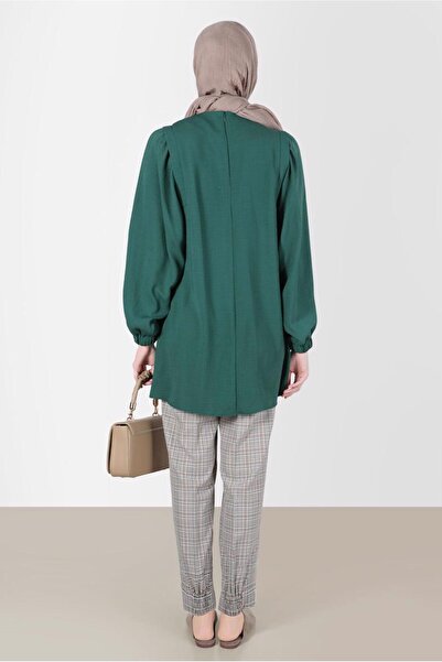 TRENDTESETTÜR Green Plaid Patterned Women's Trousers - T 70368