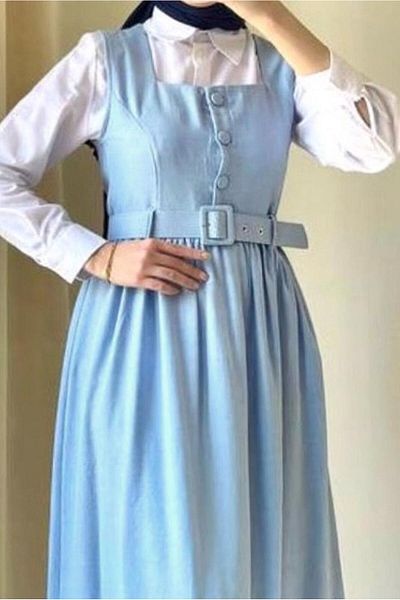 TRENDTESETTÜR Φόρεμα Gilet με μπλε ζώνη - Γυναικείο, T 7945
