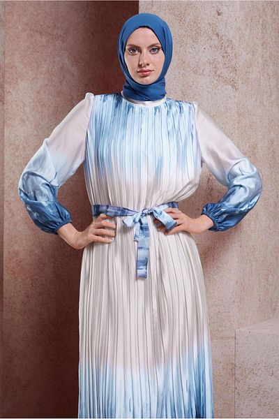 TRENDTESETTÜR Γυναικείο φόρεμα Blue Degradé Belted - T 8785
