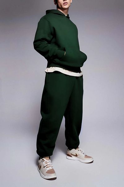 ruNadeS Men's Cotton Relaxed Fit Hooded Tracksuit Set with Elastic Legs - Casual