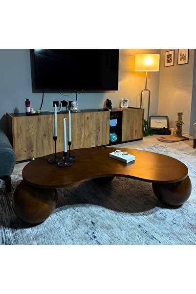 Velura Home Modern Orta Sehpa & Küre-top Sehpa - Koyu Ceviz