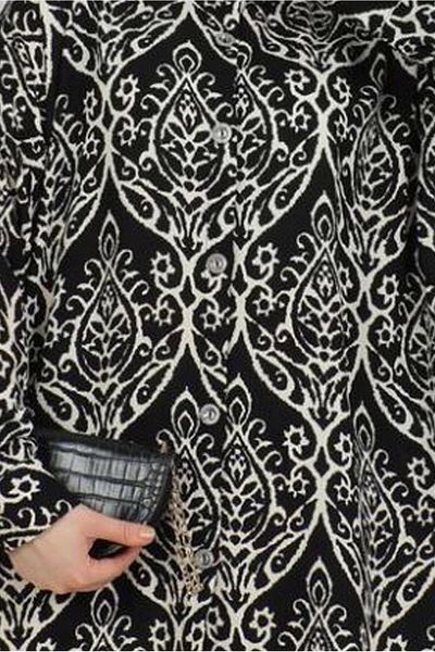 TRENDTESETTÜR Black Patterned Cotton Testicle Tunic - Women's T 2208