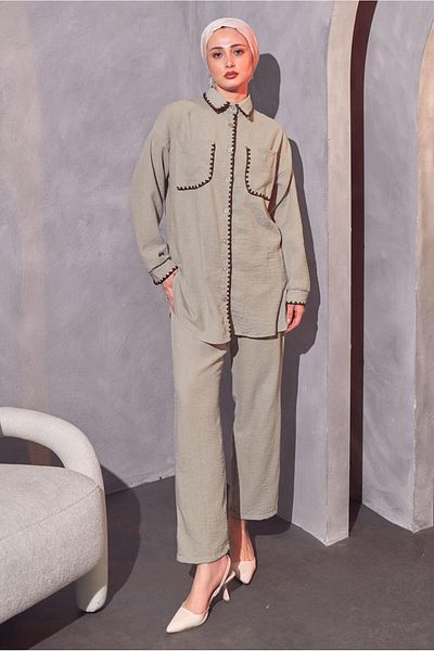 TRENDTESETTÜR Γυναικείο Σετ Mink - Παντελόνι Shepherd Stitched, T 4114
