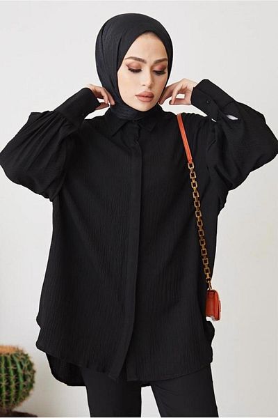 TRENDTESETTÜR WOMEN'S BLACK SHIRT TUNIC T 64416