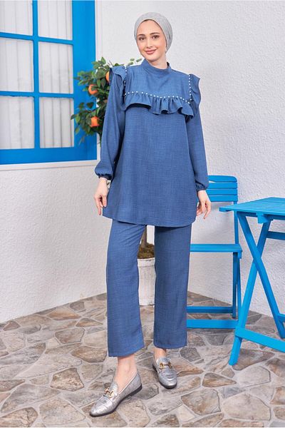 TRENDTESETTÜR ΓΥΝΑΙΚΕΙΟ ΣΕΤ ΠΑΝΤΕΛΟΝΙ ΜΕ ΜΠΛΕ ΣΚΟΥΡΟ ΜΠΛΕ ΣΕΤ T 1183