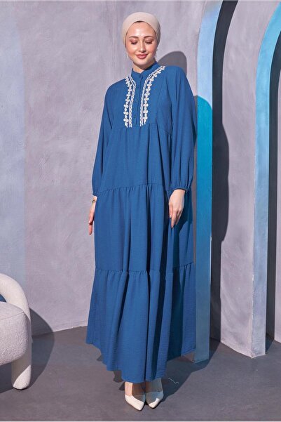 TRENDTESETTÜR Navy Blue Indigo Casual Hijab Dress - Women's T 5114