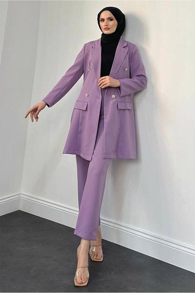 TRENDTESETTÜR WOMEN'S PURPLE (LILA) CROUVACE COLLAR TROUSERS SUIT T 4995